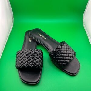 Nine West Black Woven Slide Sandals